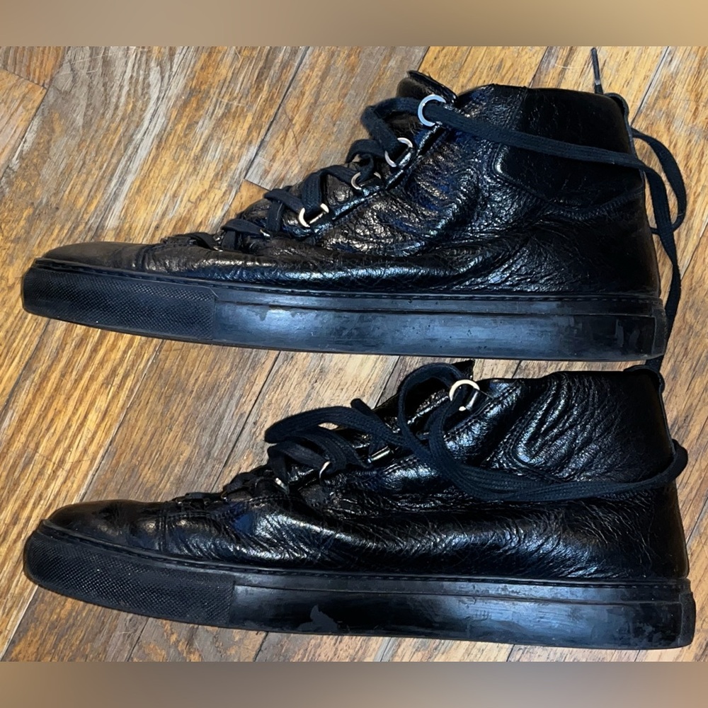 Balenciaga Arena shoes sneakers Mid High Black Leather 10.5 43